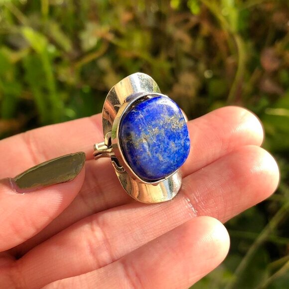 Boho Lapis Lazuli Cabochon Crystal Ring - Picture 4 of 5
